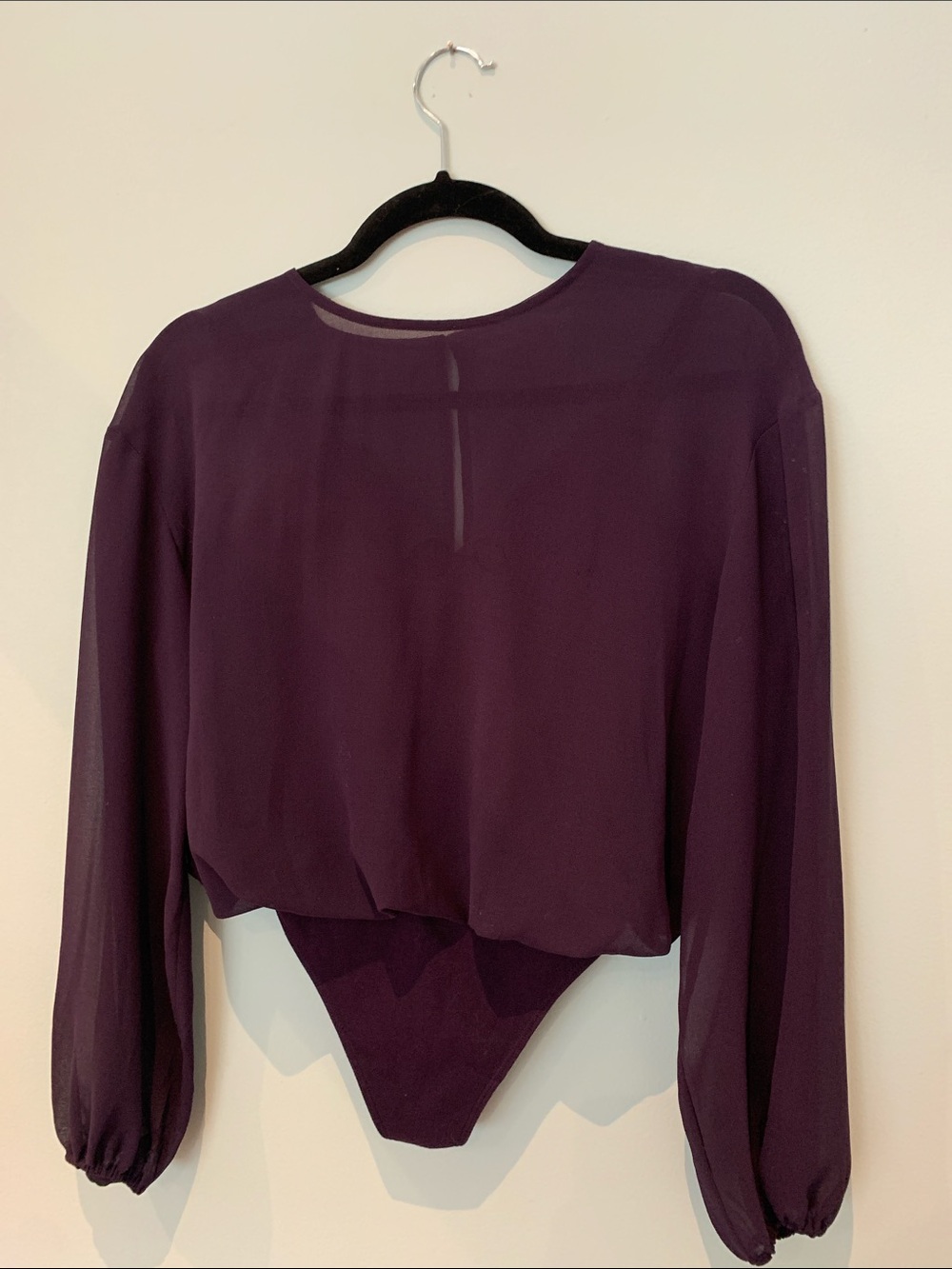 Wilfred Plum Long-Sleeve Chiffon Bodysuit